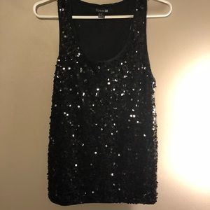 Forever 21 Black Sequence Tank. Junior Medium.
